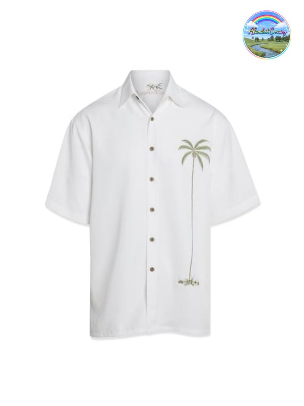 Men's Embroidered Palm Hawaiian Shirt, Modal Blend, Short Sleeve